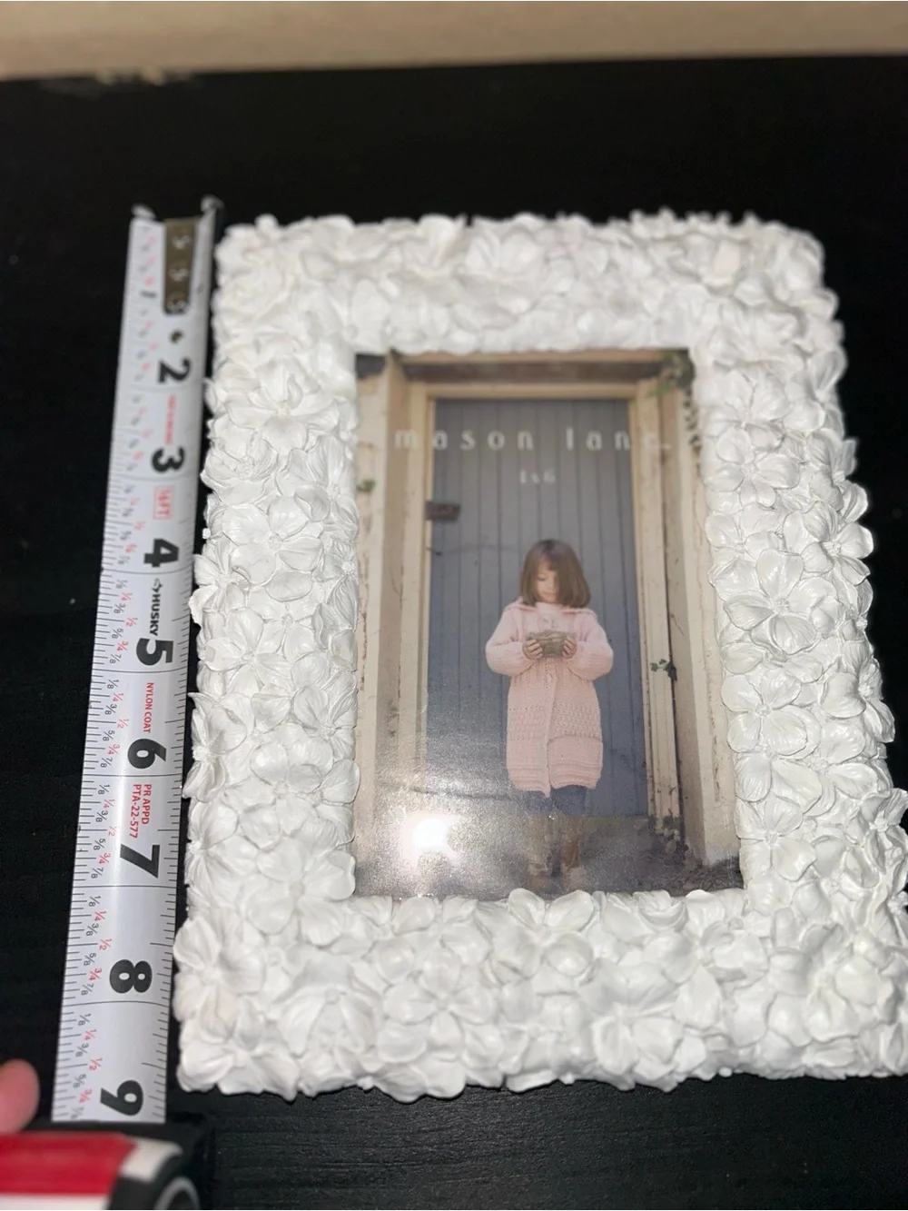 Shabby Chic White 3D Floral Resin Picture Frame Cottagecore Flower Coated